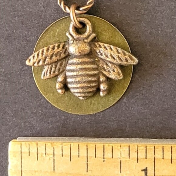 Beautiful HONEY BEE Coin Charm Earrings Bronze Copper Brass Lever Back Hippie - Picture 5 of 7